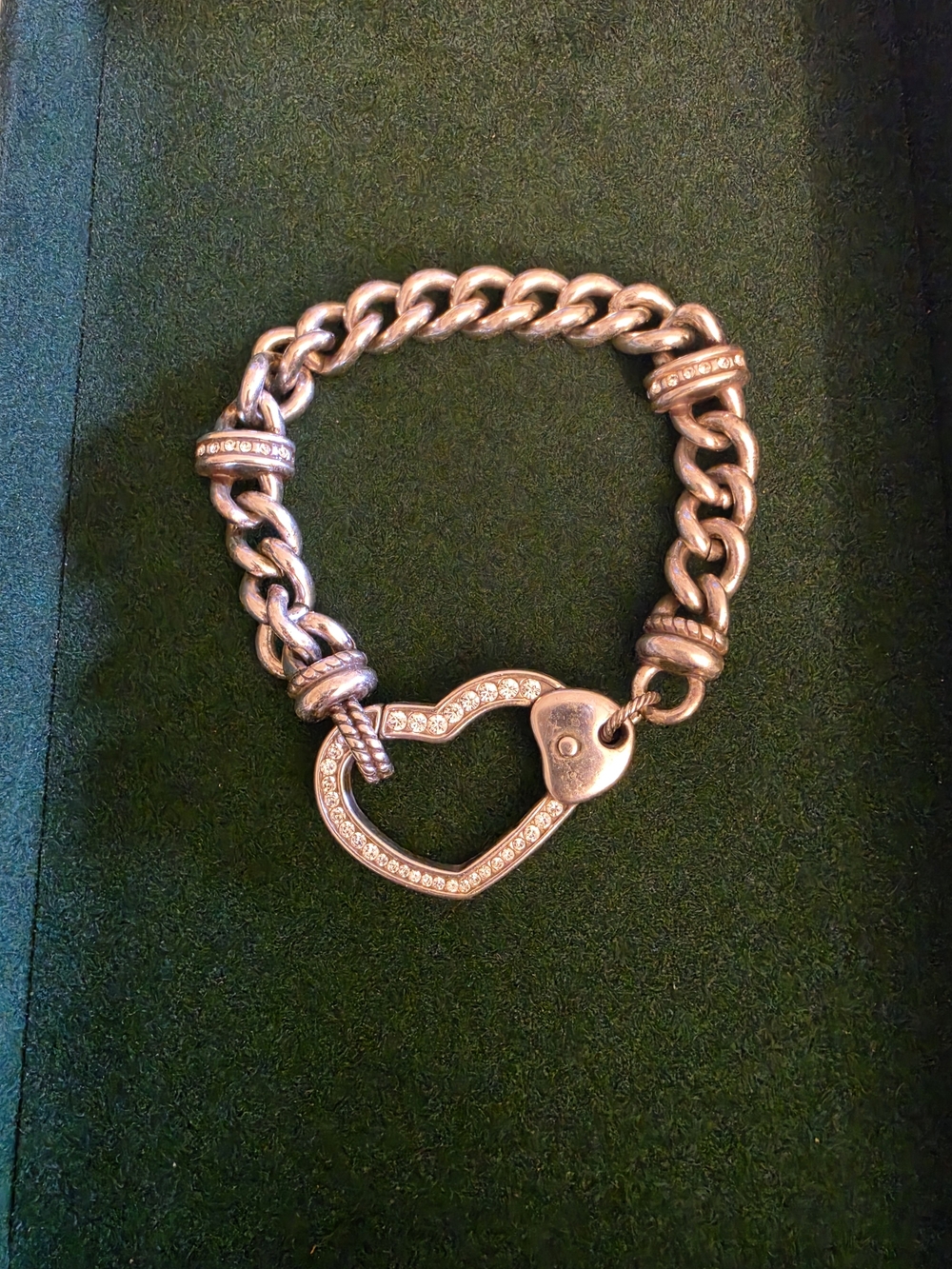 Brighton Silver Heart Toggle Bracelet with Pavé Accents